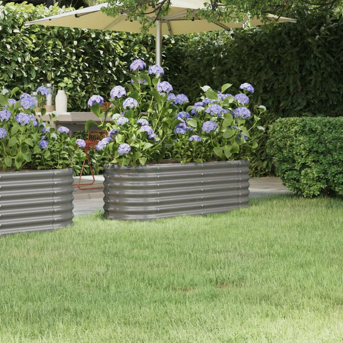 Garden Planter Powder-coated Steel 114x40x36 Cm Grey Tonnla