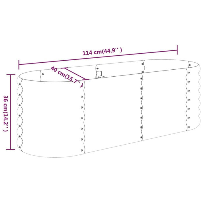 Garden Planter Powder-coated Steel 114x40x36 Cm Silver
