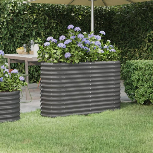 Garden Planter Powder-coated Steel 114x40x68 Cm Grey Tonnnk