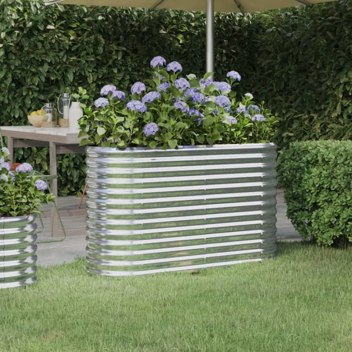 Garden Planter Powder - coated Steel 114x40x68 Cm Silver