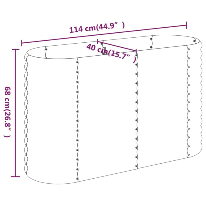 Garden Planter Powder - coated Steel 114x40x68 Cm Silver