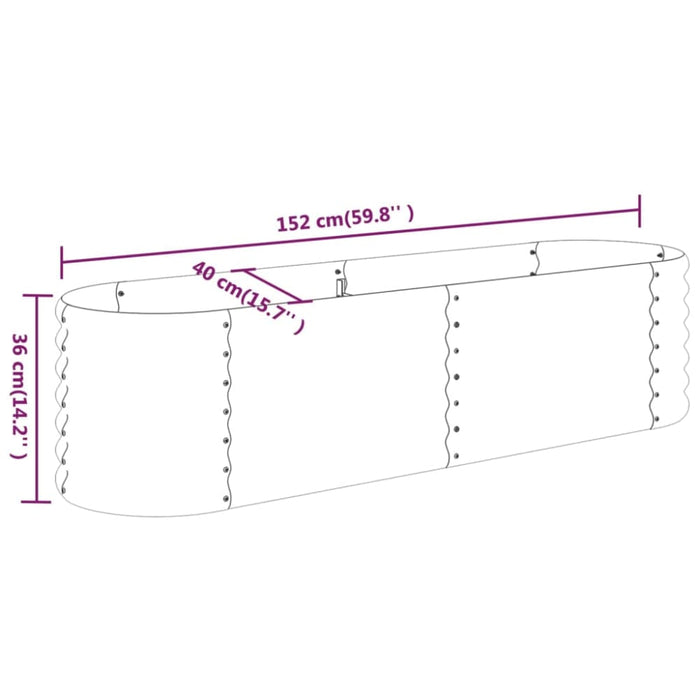 Garden Planter Powder-coated Steel 152x40x36 Cm Grey Tonnlk