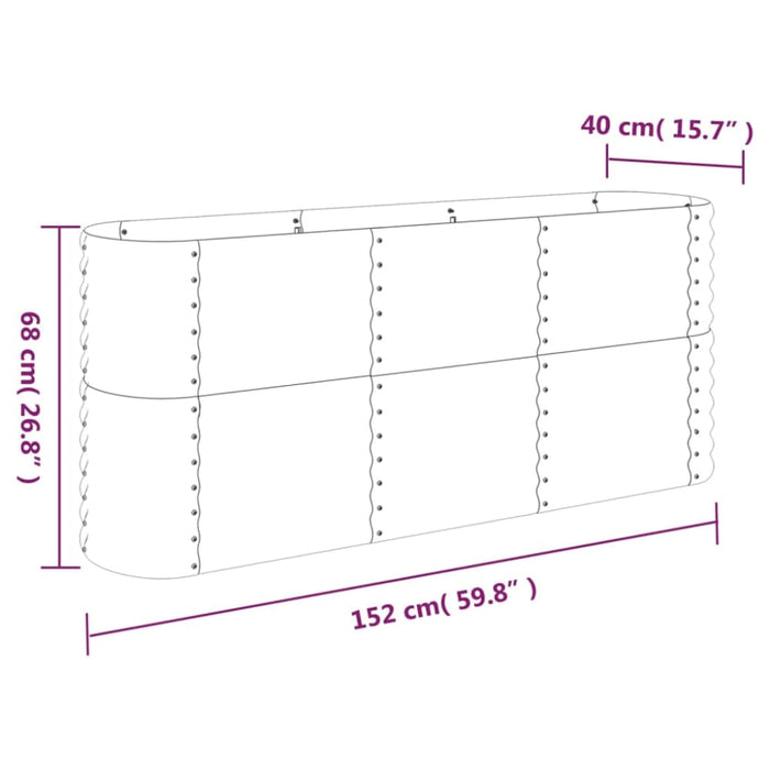 Garden Planter Powder-coated Steel 152x40x68 Cm Anthracite