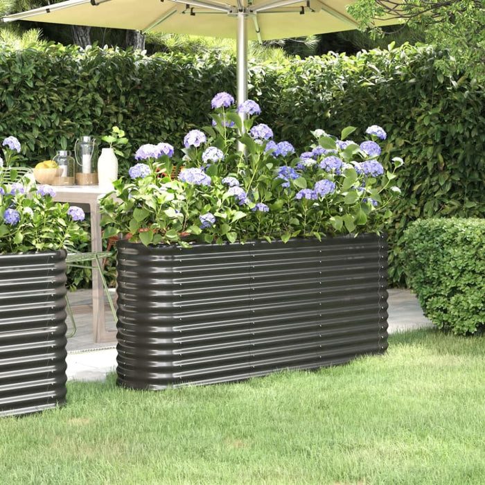 Garden Planter Powder-coated Steel 152x40x68 Cm Anthracite