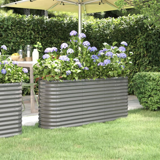 Garden Planter Powder-coated Steel 152x40x68 Cm Grey Tonnka