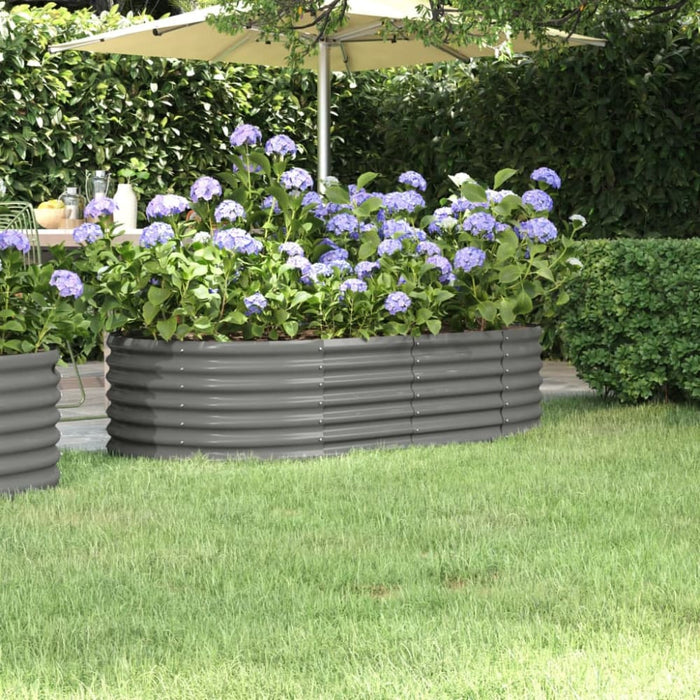 Garden Planter Powder-coated Steel 152x80x36 Cm Grey Tonkoa