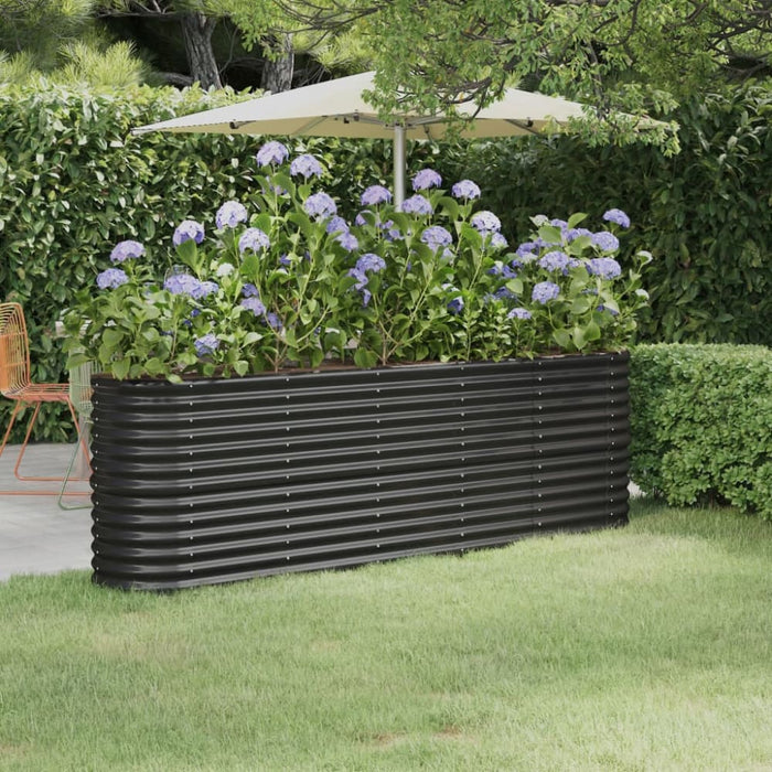 Garden Planter Powder-coated Steel 224x40x68 Cm Anthracite