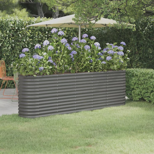 Garden Planter Powder-coated Steel 224x40x68 Cm Grey Tonnkk