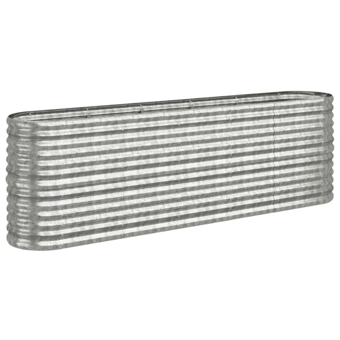 Garden Planter Powder-coated Steel 224x40x68 Cm Silver