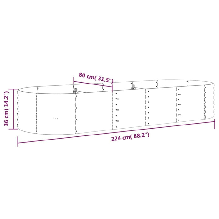 Garden Planter Powder-coated Steel 224x80x36 Cm Anthracite