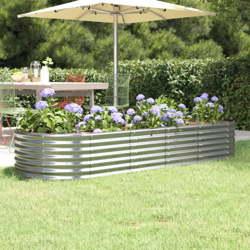 Garden Planter Powder-coated Steel 224x80x36 Cm Silver