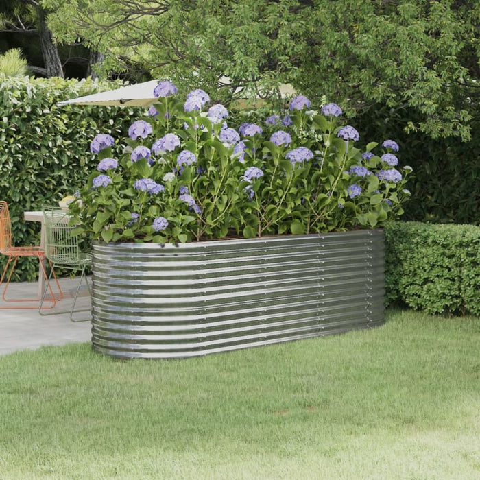 Garden Planter Powder-coated Steel 224x80x68 Cm Silver