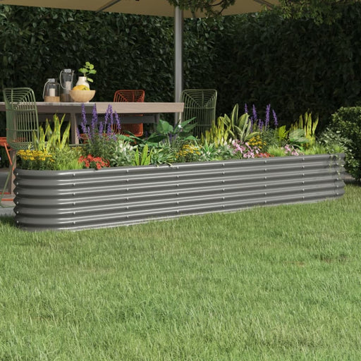 Garden Planter Powder-coated Steel 260x40x36 Cm Grey Tonnik