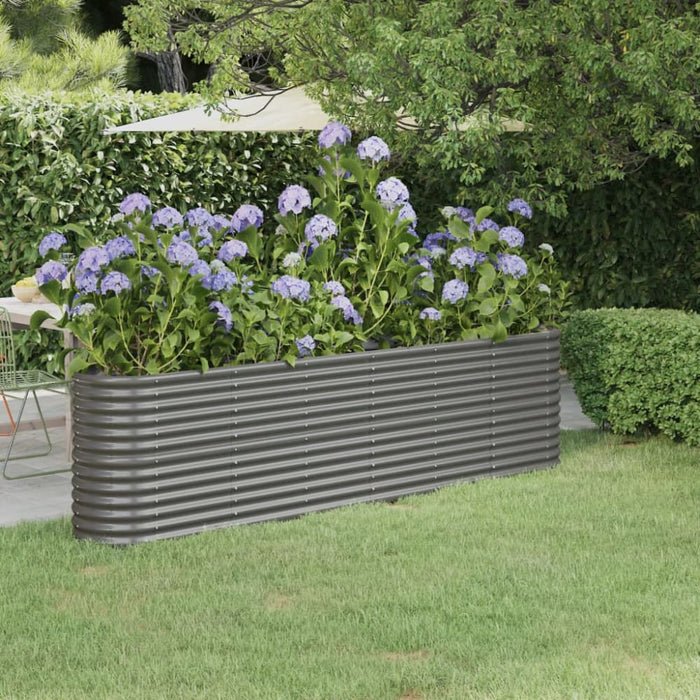 Garden Planter Powder-coated Steel 260x40x68 Cm Grey Tonkba