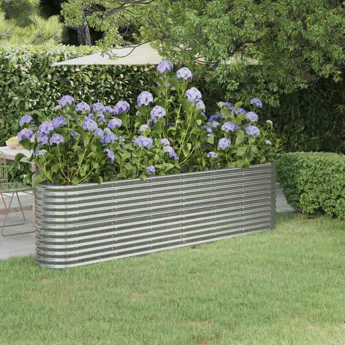 Garden Planter Powder-coated Steel 260x40x68 Cm Silver