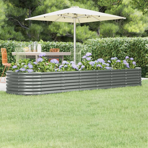 Garden Planter Powder - coated Steel 296x80x36 Cm Grey