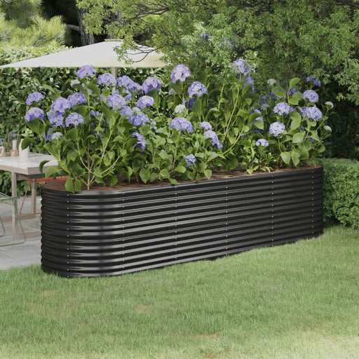 Garden Planter Powder-coated Steel 296x80x68 Cm Anthracite