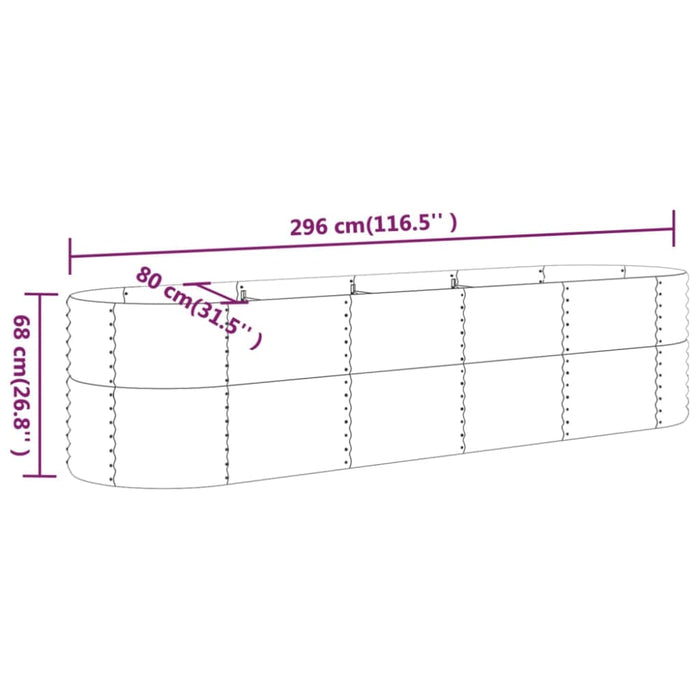 Garden Planter Powder-coated Steel 296x80x68 Cm Grey Tonkpk