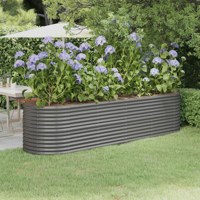 Garden Planter Powder-coated Steel 296x80x68 Cm Grey Tonkpk