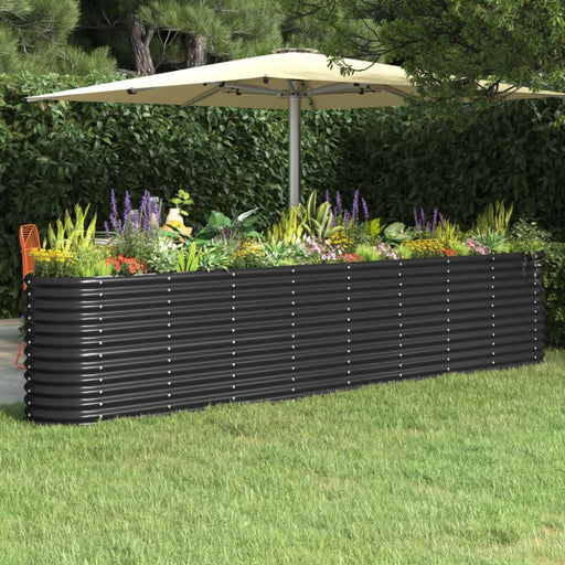 Garden Planter Powder-coated Steel 332x40x68 Cm Anthracite