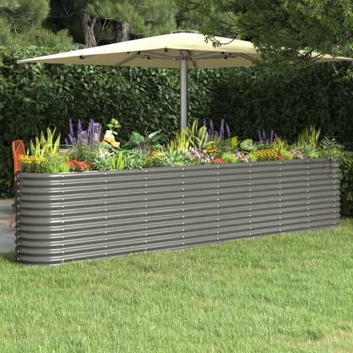 Garden Planter Powder-coated Steel 332x40x68 Cm Grey Tonkbk