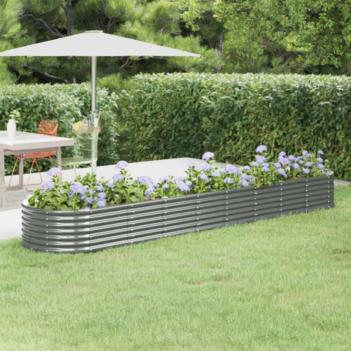 Garden Planter Powder-coated Steel 368x80x36 Cm Grey Tonkxk