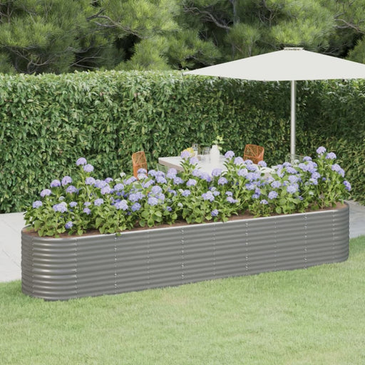 Garden Planter Powder-coated Steel 368x80x68 Cm Grey Tonkla