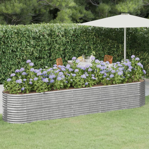 Garden Planter Powder-coated Steel 368x80x68 Cm Silver