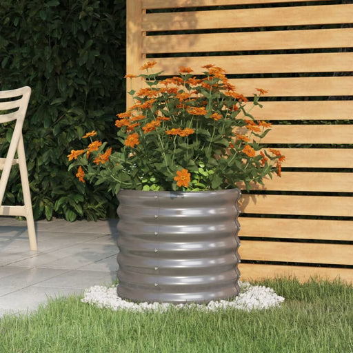 Garden Planter Powder-coated Steel 40x40x36 Cm Grey Tonnaa