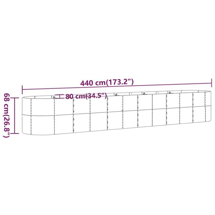 Garden Planter Powder-coated Steel 440x80x68 Cm Grey Tonklk