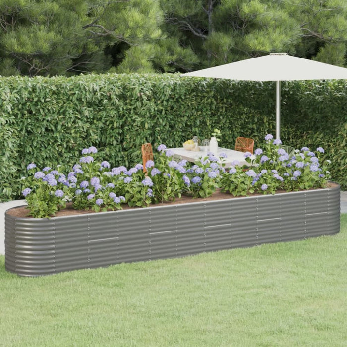 Garden Planter Powder-coated Steel 440x80x68 Cm Grey Tonklk