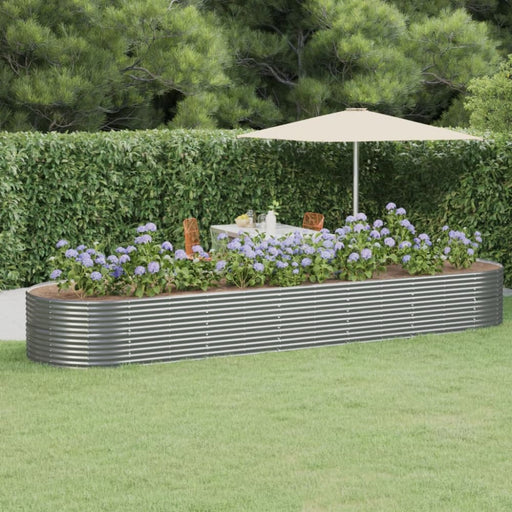 Garden Planter Powder-coated Steel 510x140x68 Cm Grey Tokooa