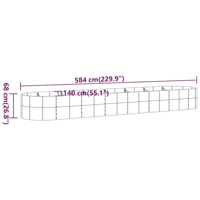 Garden Planter Powder-coated Steel 584x140x68 Cm Grey Tokook