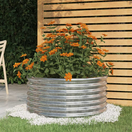 Garden Planter Powder-coated Steel 80x80x36 Cm Silver Tonnpi