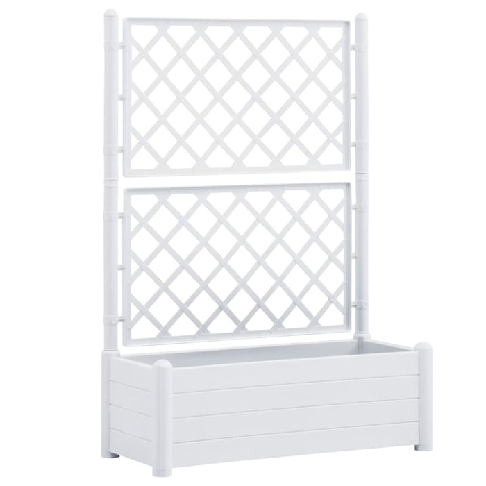 Garden Planter With Trellis 100x43x142 Cm Pp White Totknt