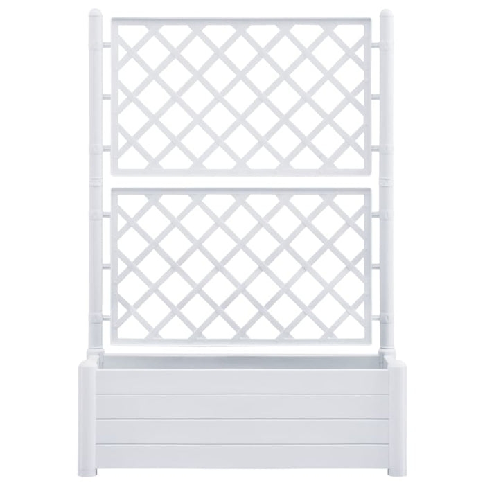 Garden Planter With Trellis 100x43x142 Cm Pp White Totknt