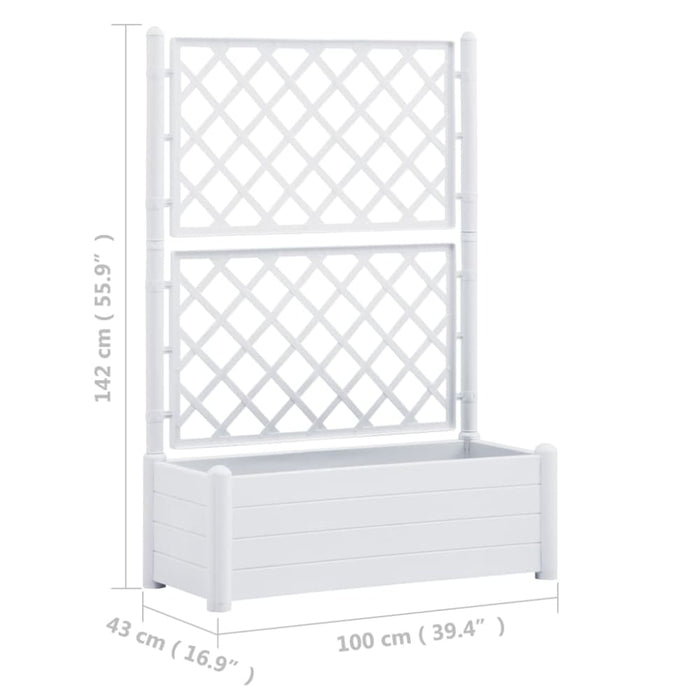 Garden Planter With Trellis 100x43x142 Cm Pp White Totknt