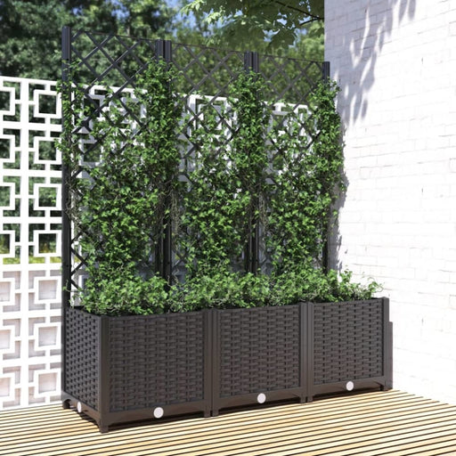 Garden Planter With Trellis Black 120x40x136 Cm Pp Tonxit