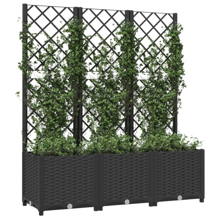 Garden Planter With Trellis Black 120x40x136 Cm Pp Tonxit