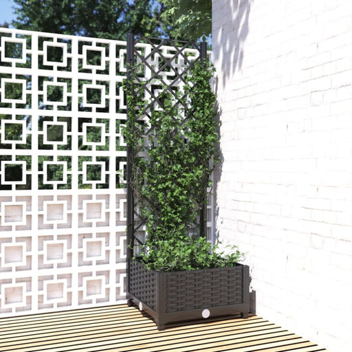 Garden Planter With Trellis Black 40x40x121.5 Cm Pp Tonxln