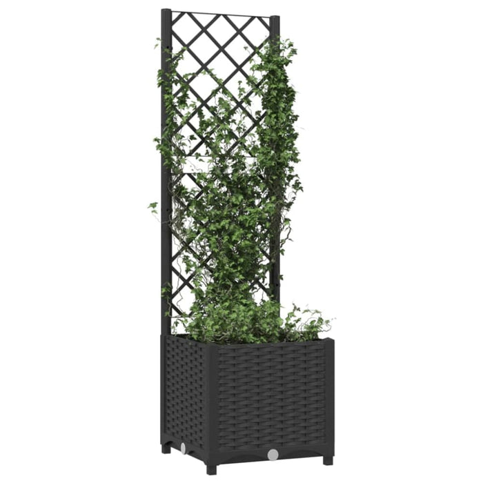 Garden Planter With Trellis Black 40x40x136 Cm Pp Tonxlk