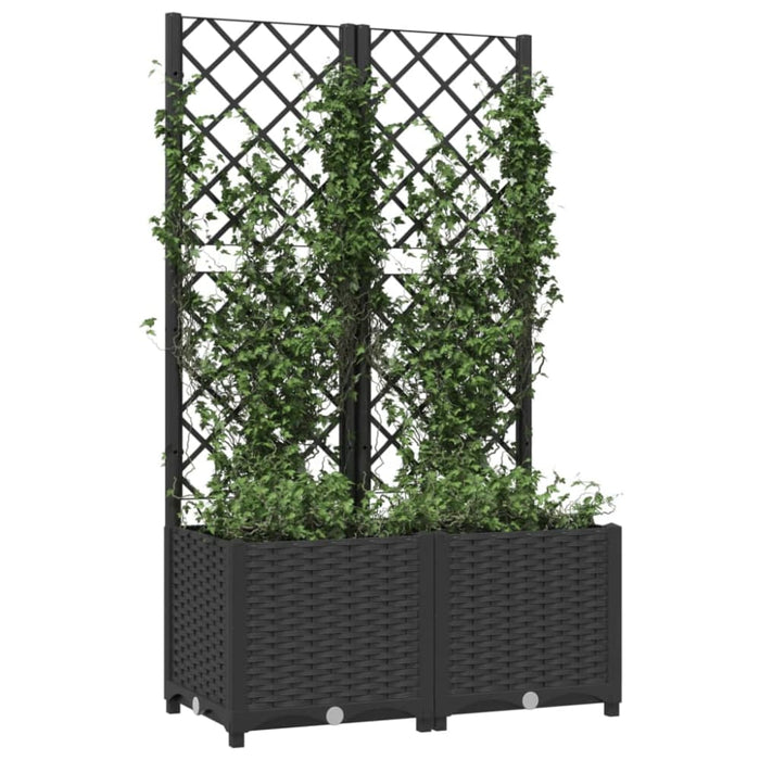 Garden Planter With Trellis Black 80x40x136 Cm Pp Tonxio