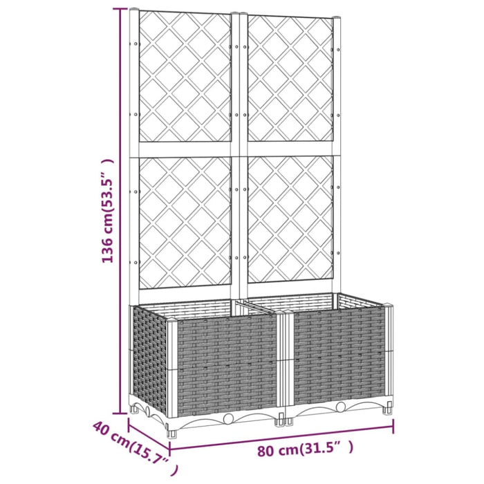 Garden Planter With Trellis Black 80x40x136 Cm Pp Tonxio