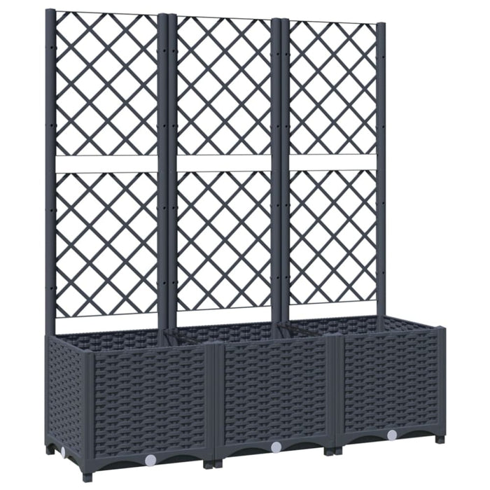 Garden Planter With Trellis Dark Grey 120x40x136 Cm Pp