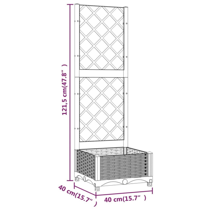 Garden Planter With Trellis Dark Grey 40x40x121.5 Cm Pp