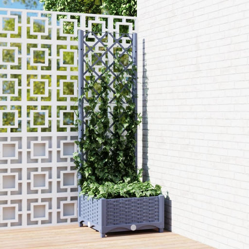 Garden Planter With Trellis Dark Grey 40x40x121.5 Cm Pp