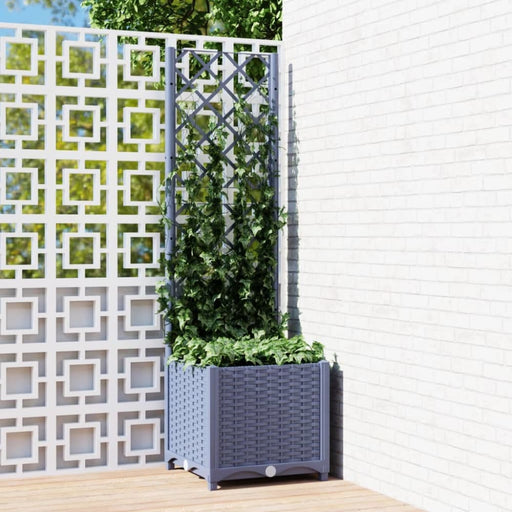 Garden Planter With Trellis Dark Grey 40x40x136 Cm Pp Tonxak