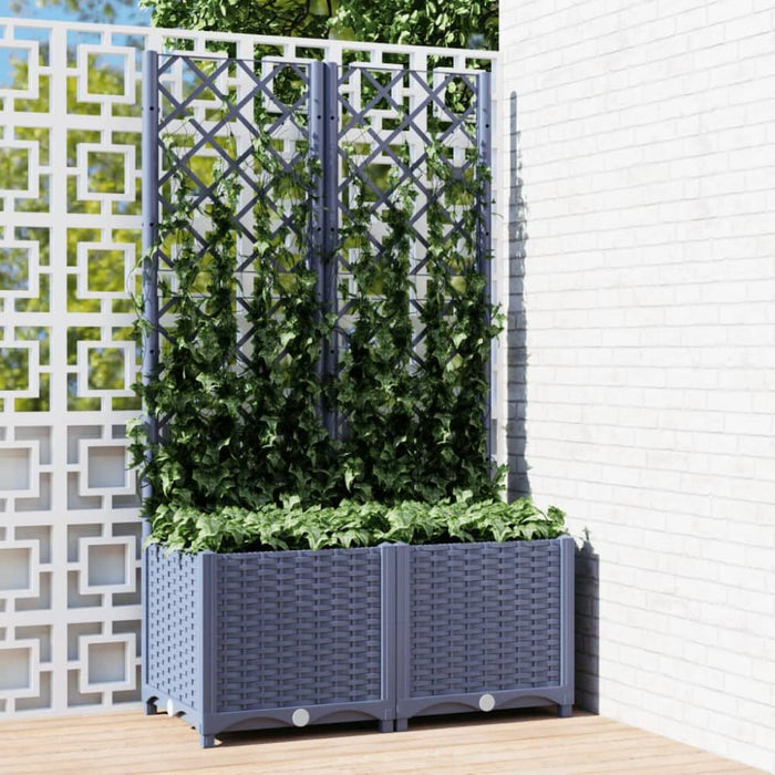 Garden Planter With Trellis Dark Grey 80x40x136 Cm Pp Tonxpo