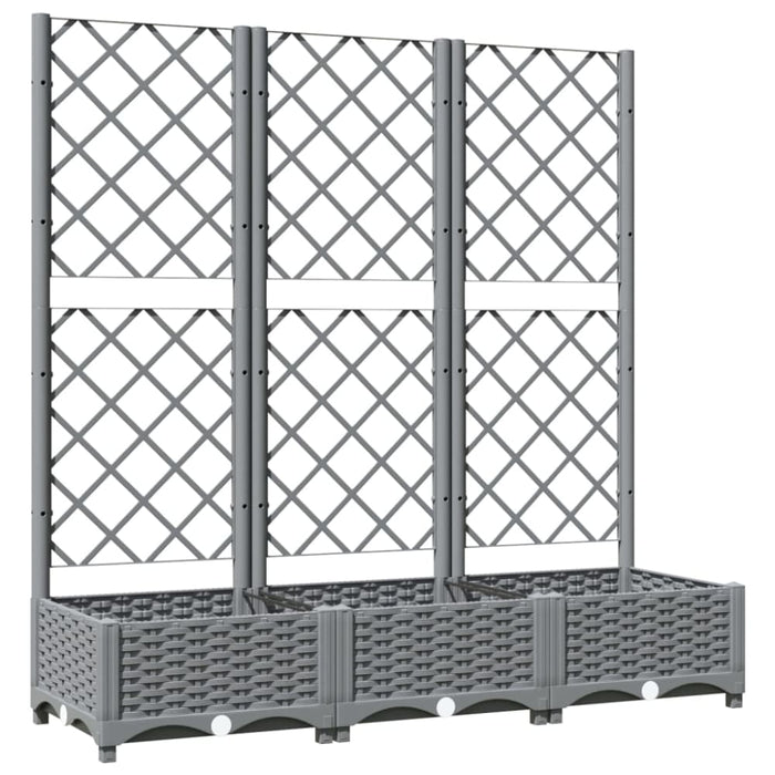 Garden Planter With Trellis Light Grey 120x40x121.5 Cm Pp