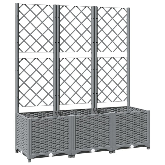 Garden Planter With Trellis Light Grey 120x40x136 Cm Pp